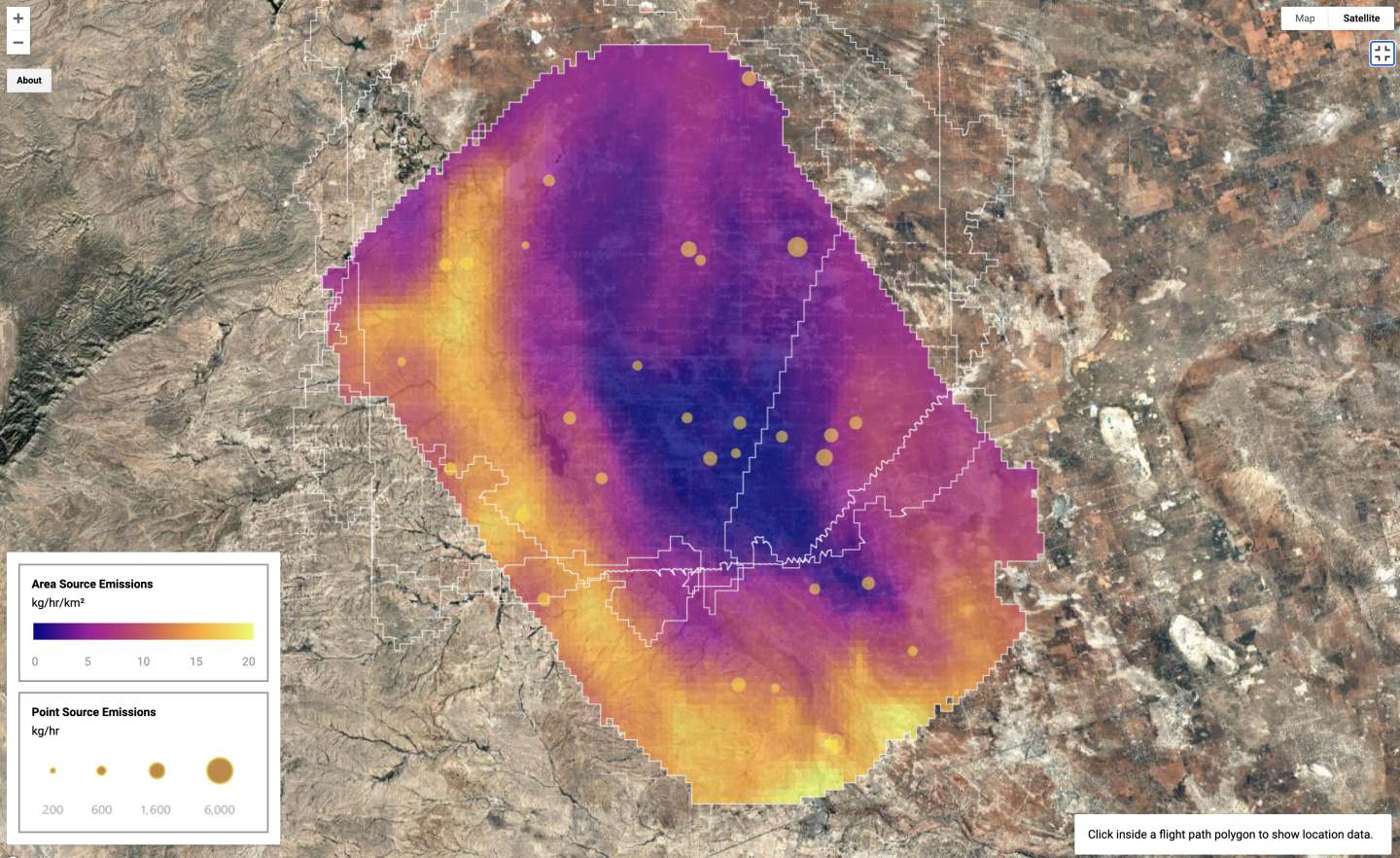 MethaneSAT data on Google Earth Engine App