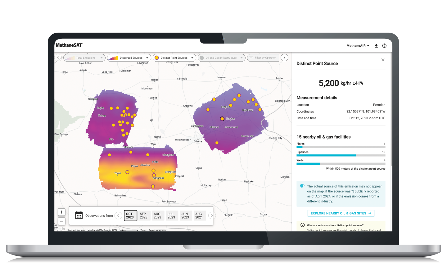 Rendering of the MethaneSAT data product